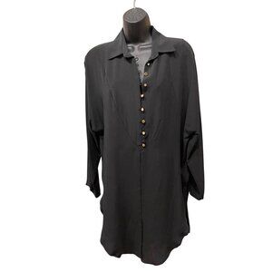 Suzanne top tunic  black   44ch  46H  37L   silk  rhynestone buttons